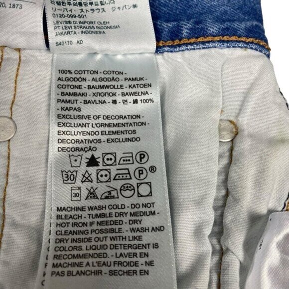 Levis Womens 501 Original High Rise Destroyed Cut Off Blue Jean Shorts US 31 - Picture 13 of 15